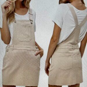 Love Tree Raw Hem Mini Overall Dress NWT Size L